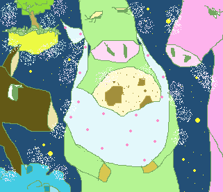 卵を温めるユニコーンたちのイラスト画像