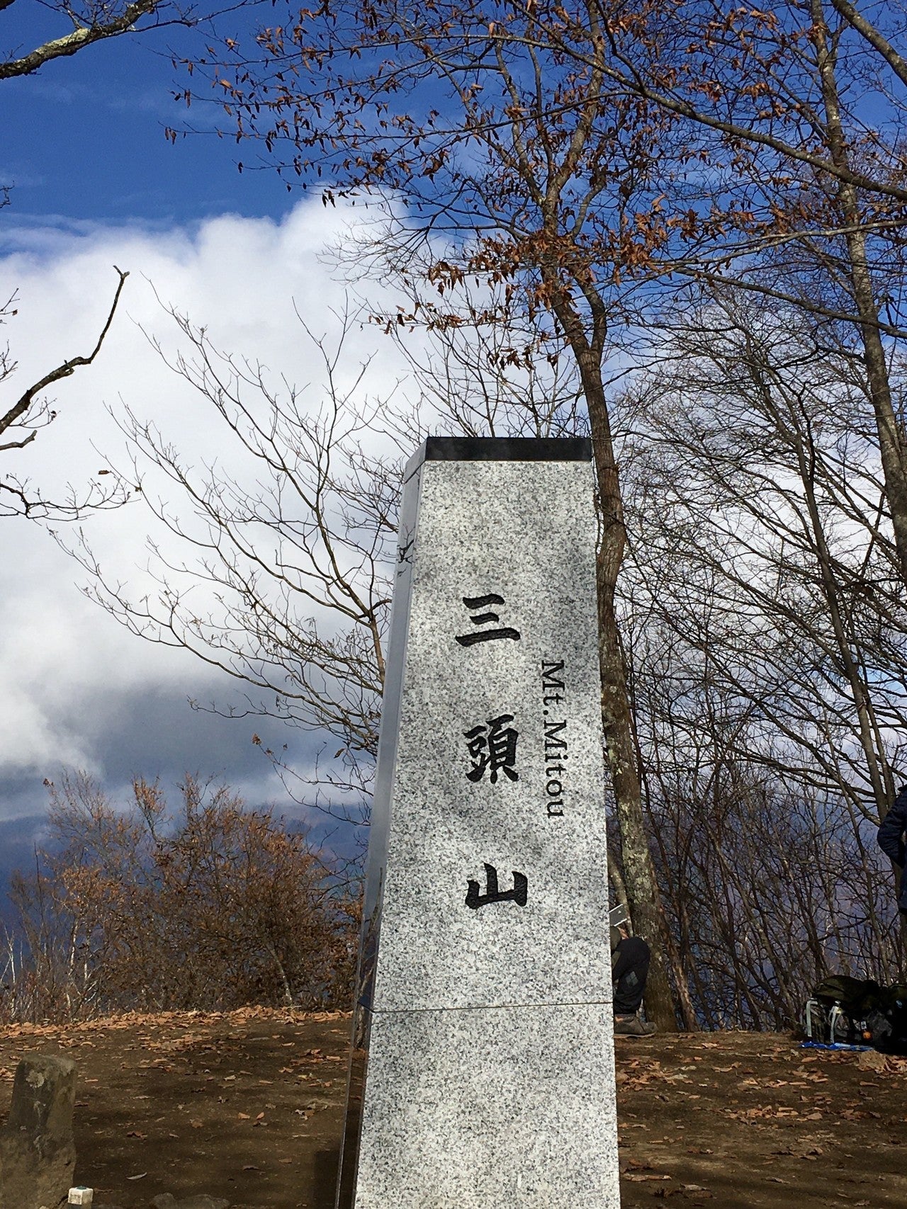 三頭山山頂の石碑の画像