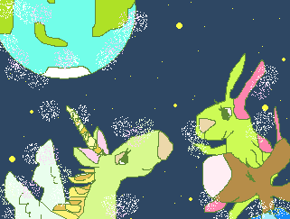 トットとポーとユニコーンのイラスト画像