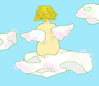 雲に座った天使の背中のイラスト画像
